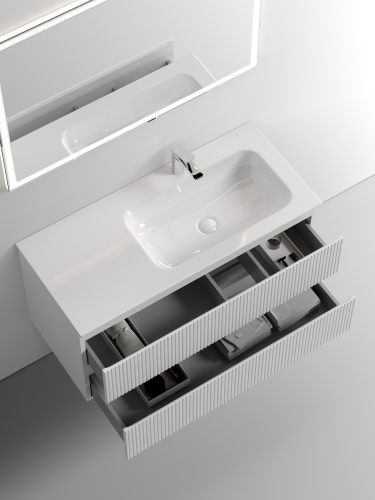 Тумба под раковину Sancos SNOB T SNT100RW 100х45х50 подвесная цвет белый - фото 5